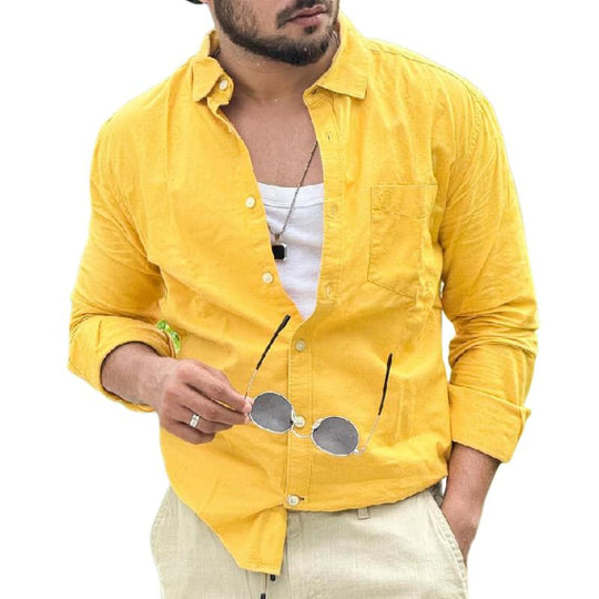 Men's Fashion Solid Color Long Sleeve Shirt 9886816764088