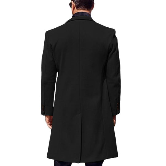 Men's Solid Color Double-breasted Mid-length Coat 9261104398520