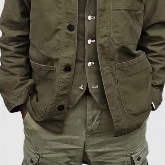 Men's Classic Retro Lapel Multi-Pocket Work Jacket Dtt25081904