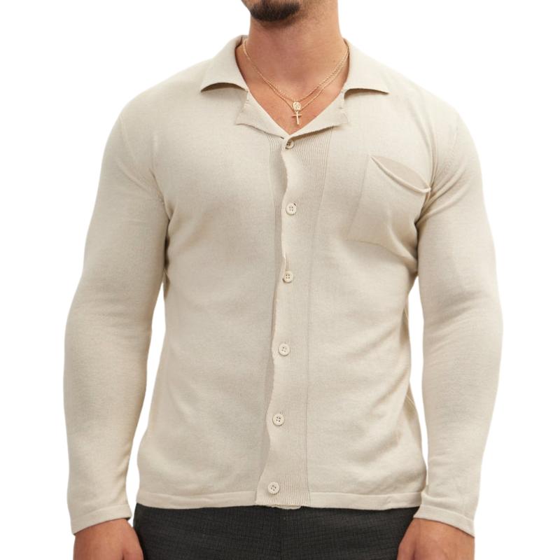 Men's Classic Slim Fit Thin Lapel Knit Cardigan 9885322248376
