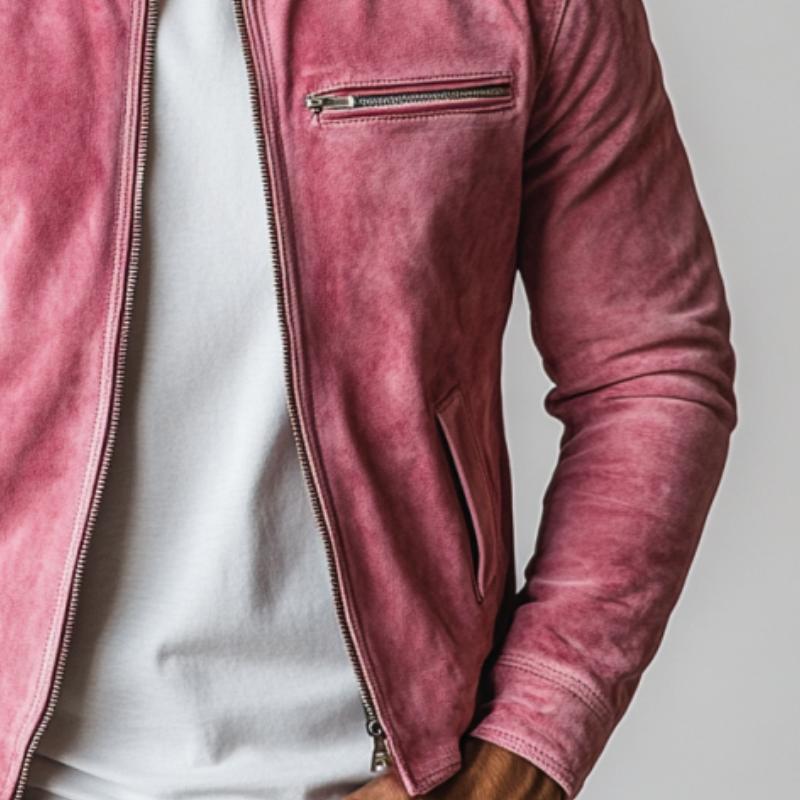 Men's Fashion Suede Stand Collar Multi-Pocket Jacket 9886816633016