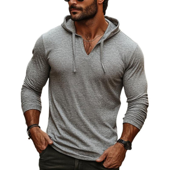 Men's Classic Casual Hooded Slim Fit Bamboo Cotton Long Sleeve T-Shirt 9890062205112