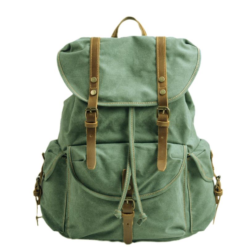 Men's Retro Outdoor Large Capacity Multi-Pocket Canvas Backpack 9262190526648