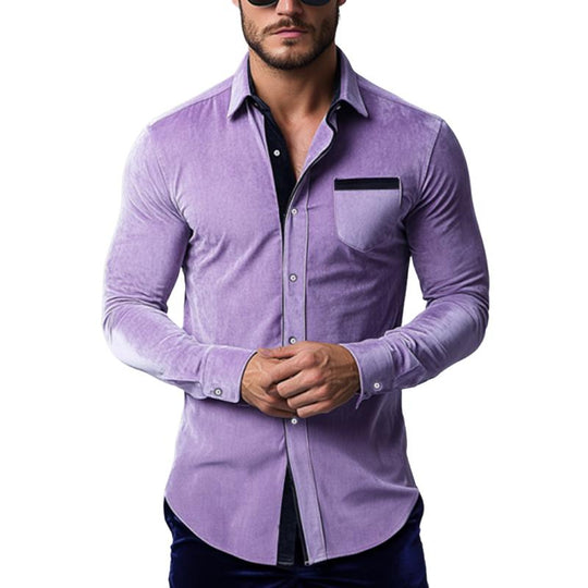 Men's Classic Casual Velvet Slim Fit Long Sleeve Shirt 9887361630392