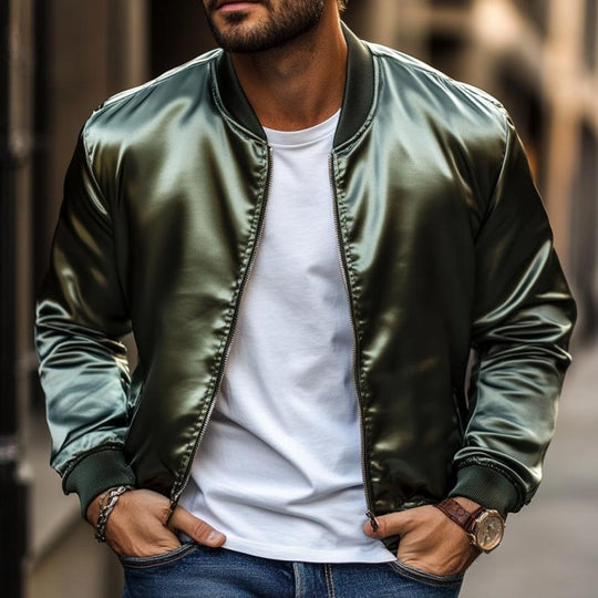 Men's Fashion Satin Baseball Jacket 9887362875576