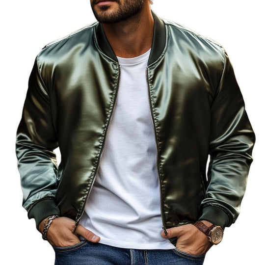 Men's Fashion Satin Baseball Jacket 9887362875576