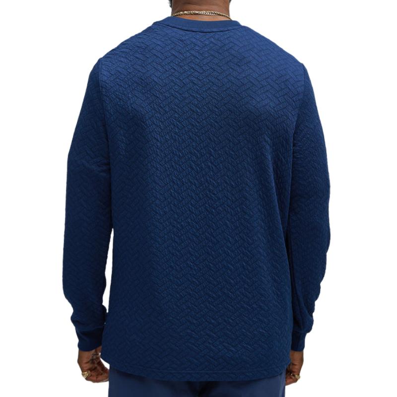 Men's Casual Loose Round Neck 3D Embossed Long Sleeve Sweatshirt 9883356889272