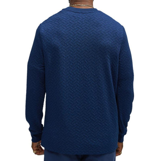 Men's Casual Loose Round Neck 3D Embossed Long Sleeve Sweatshirt 9883356889272