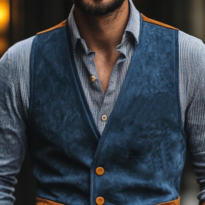 Men's Classic Casual Contrast Suede Vest 9882786431160