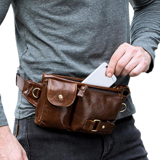 Men's Classic Genuine Leather Waist And Messenger Bag 9262189904056