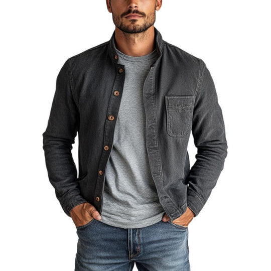 Men's Vintage Washed Stand Collar Single Breasted Jacket 9887363006648