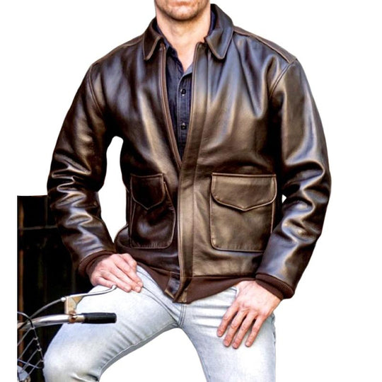 Men's Retro Glossy Leather Jacket 9879141023928