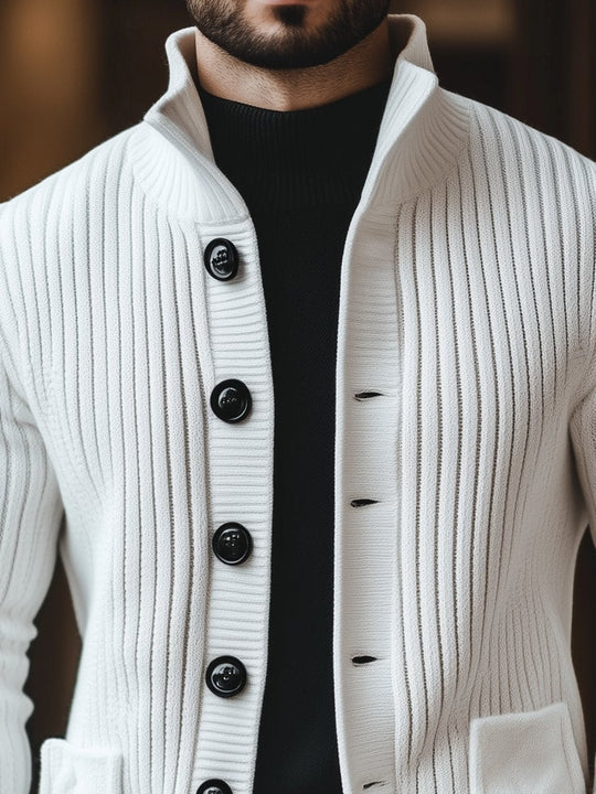 Men's Casual Stand Collar Button Knit Cardigan 9888736313528