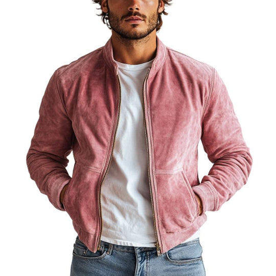 Men's Fashion Suede Stand Collar Multi-Pocket Jacket 9886816567480