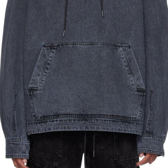 Men's Loose Distressed Denim Hoodie 9883357577400