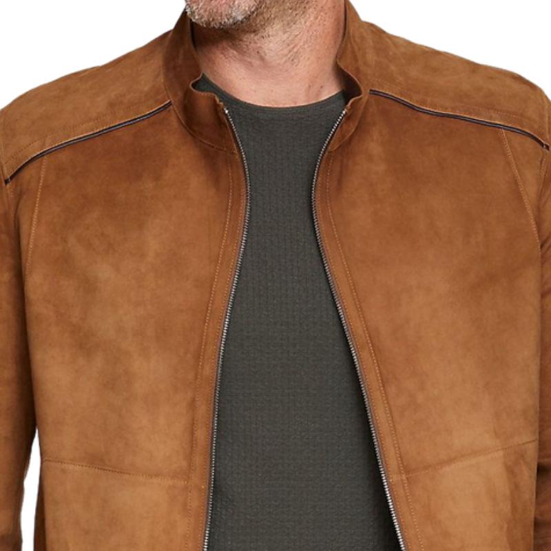 Men's Vintage Suede Stand Collar Zip-Up Jacket 9890062139576