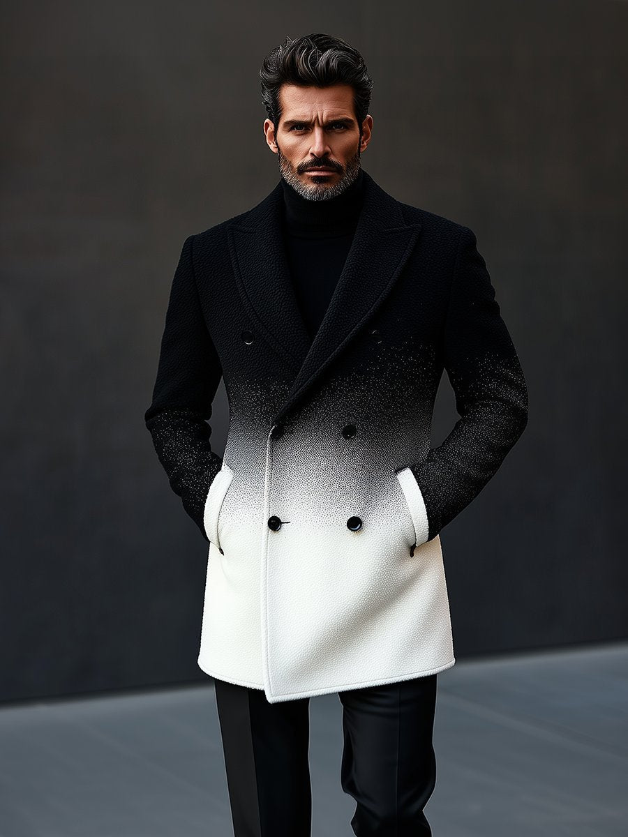 Men's Stylish Gradient Double-breasted Woolen Coat 9888733921464
