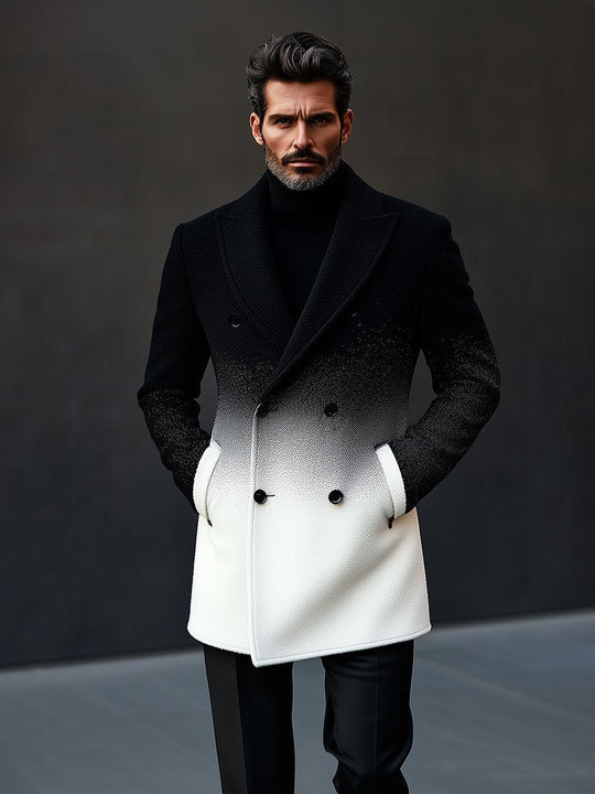 Men's Stylish Gradient Double-breasted Woolen Coat 9888733921464