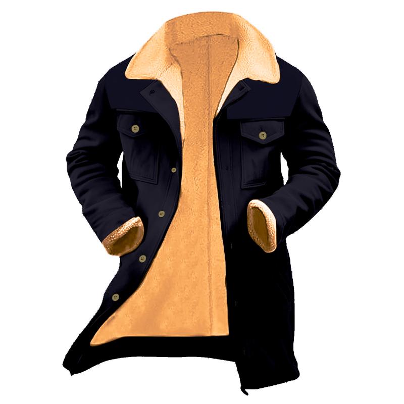 Men's Solid Color Printed Button Patchwork Coat 9261105971384