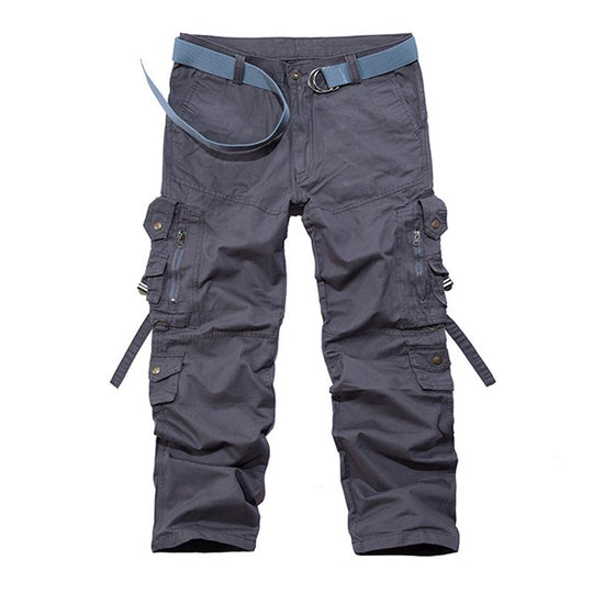 Men's Solid Cotton Multi-pocket Straight Cargo Pants 9261768278200