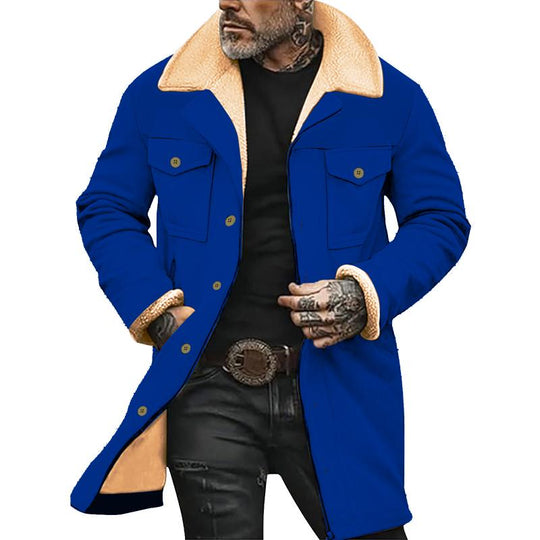 Men's Solid Color Printed Button Patchwork Coat 9261105971384