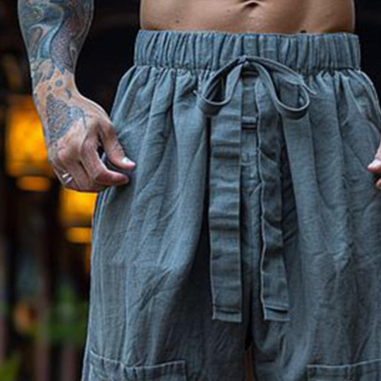 Men's Retro Casual Linen Breathable Loose Long Pants 9887382438072