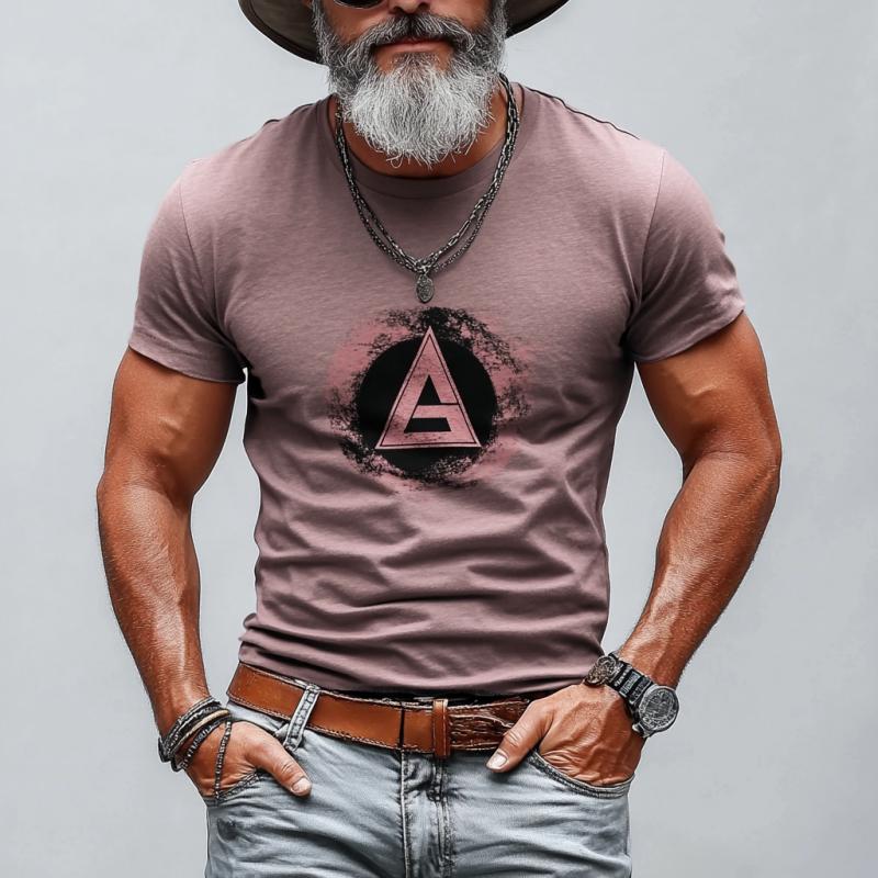 Men's Casual Round Neck Printed Slim Fit Short Sleeve T-shirt 9887360614584