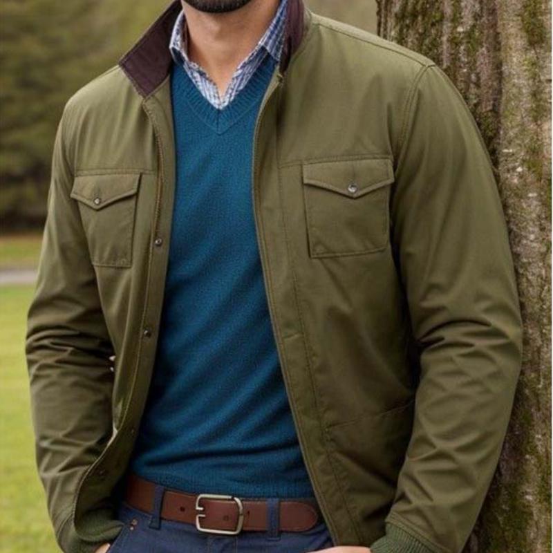 Men's Classic Casual Multi-Pocket Stand Collar Work Jacket 9261096272056