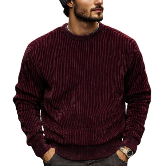 Men's Classic Casual Crew Neck Corduroy Sweatshirt 9885839327416