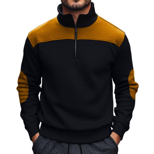 Men's Retro Casual Colorblock Stand Collar Sweatshirt 9267508183224