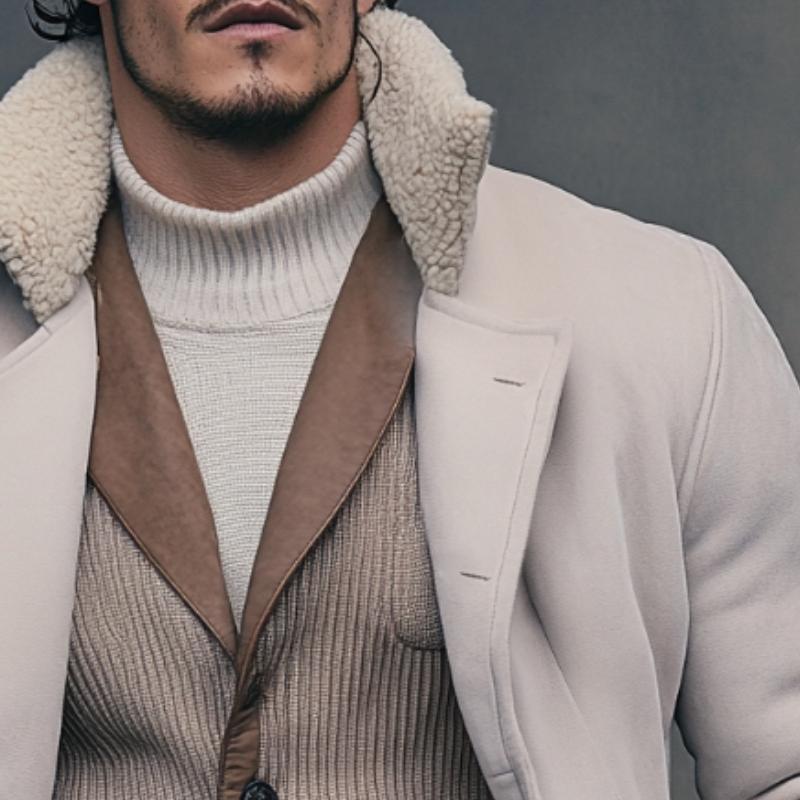 Men's Vintage Casual Suede Fur Collar Button Jacket 9261111050424