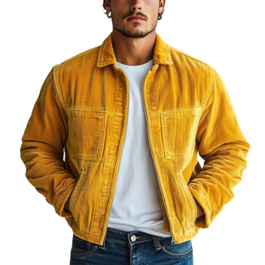 Men's Fashion Corduroy Lapel Multi-Pocket Pockets Jacket 9886816600248