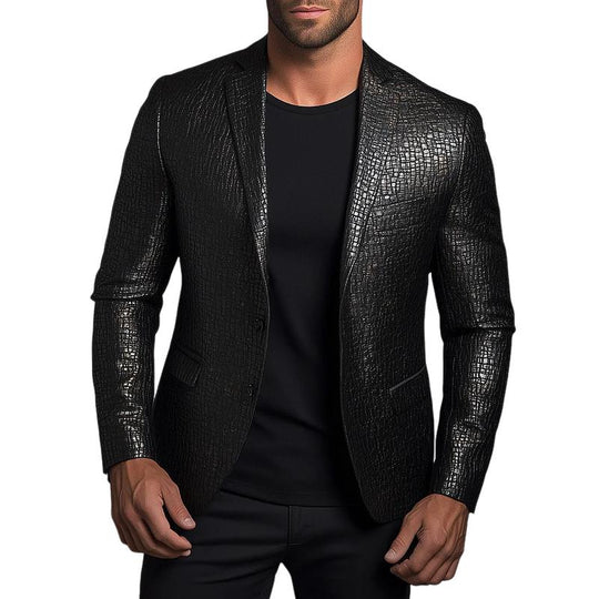 Men's Classic Lapel Two-button Nubuck Leather Blazer 9887361073336