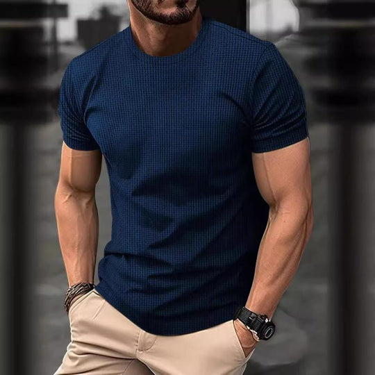 Men's Casual Round Neck Breathable Ice Silk Short-Sleeved T-Shirt 9261124092088