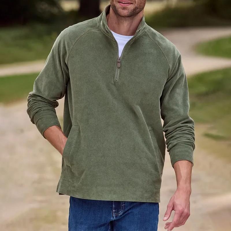 Men's Fashion Solid Color Stand Collar Raglan Sleeve Casual Sweatshirt 9886818926776