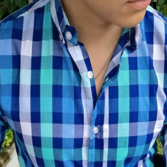 Men's Vintage Casual Plaid Button Lapel Long Sleeve Shirt 9888006897848