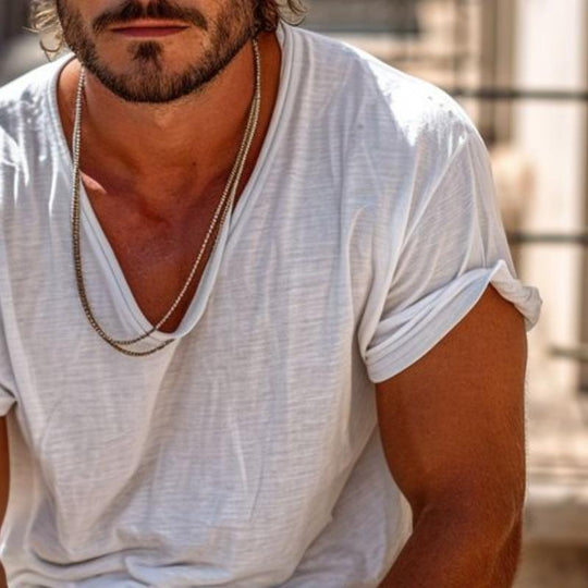 Men's Casual U-neck Short-sleeved T-shirt 9261136150712
