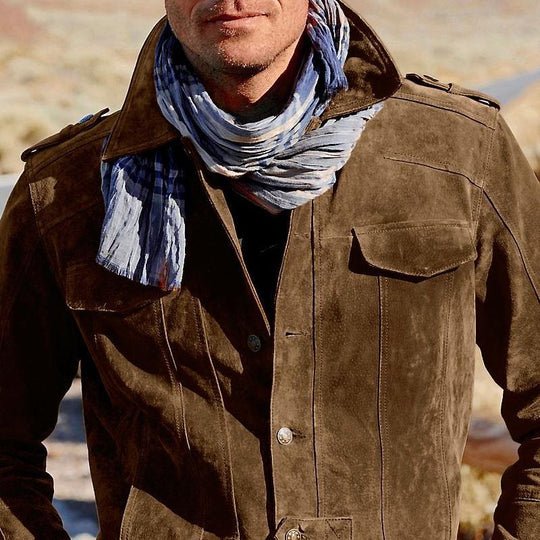 Men's Solid Color Suede Lapel Single Breasted Jacket 9882787774648