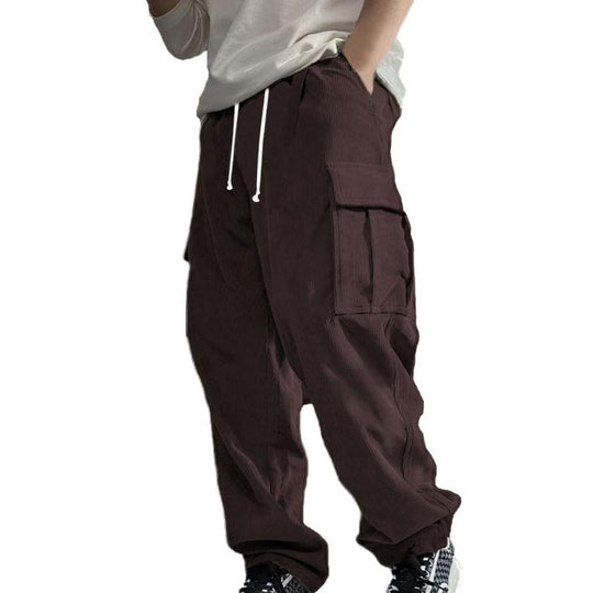 Men's Solid Corduroy Loose Pocket Cargo Pants 9261766639800