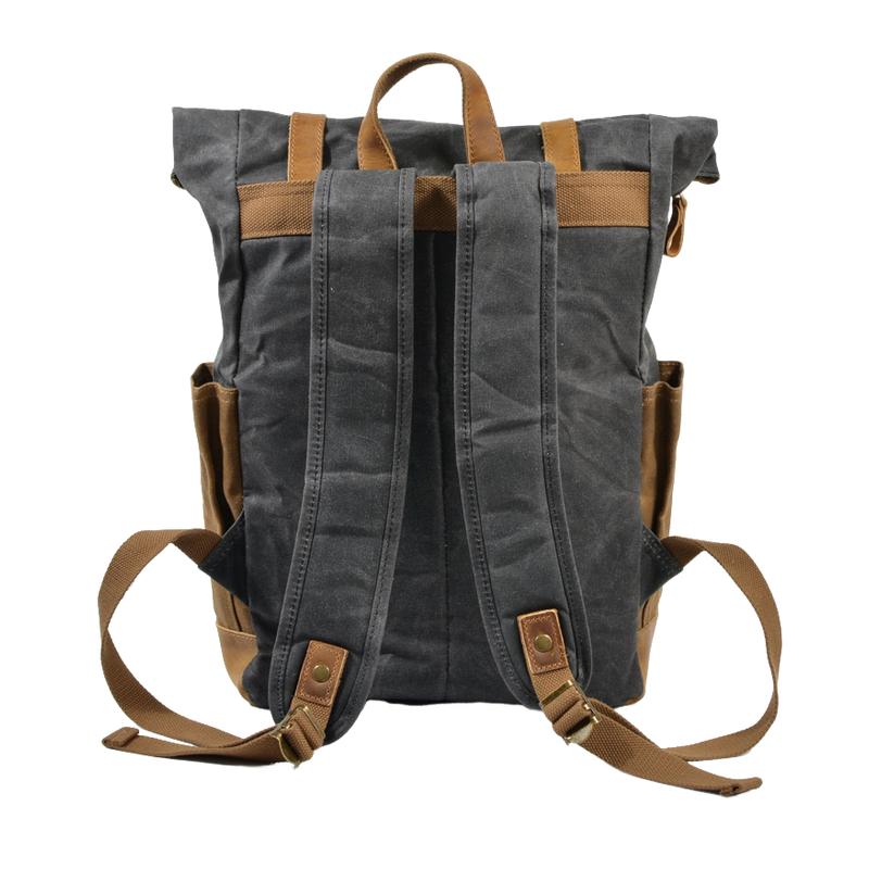 Men's Vintage Contrast Waterproof Canvas Multi-Pocket Backpack 9262190592184