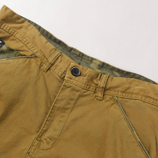 Men's Casual Cotton Washed Colorblock Multi-Pocket Work Pants 9261769654456