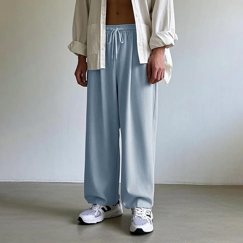 Men's Fashion Solid Color Elastic Waist Loose Casual Pants 9880238260408