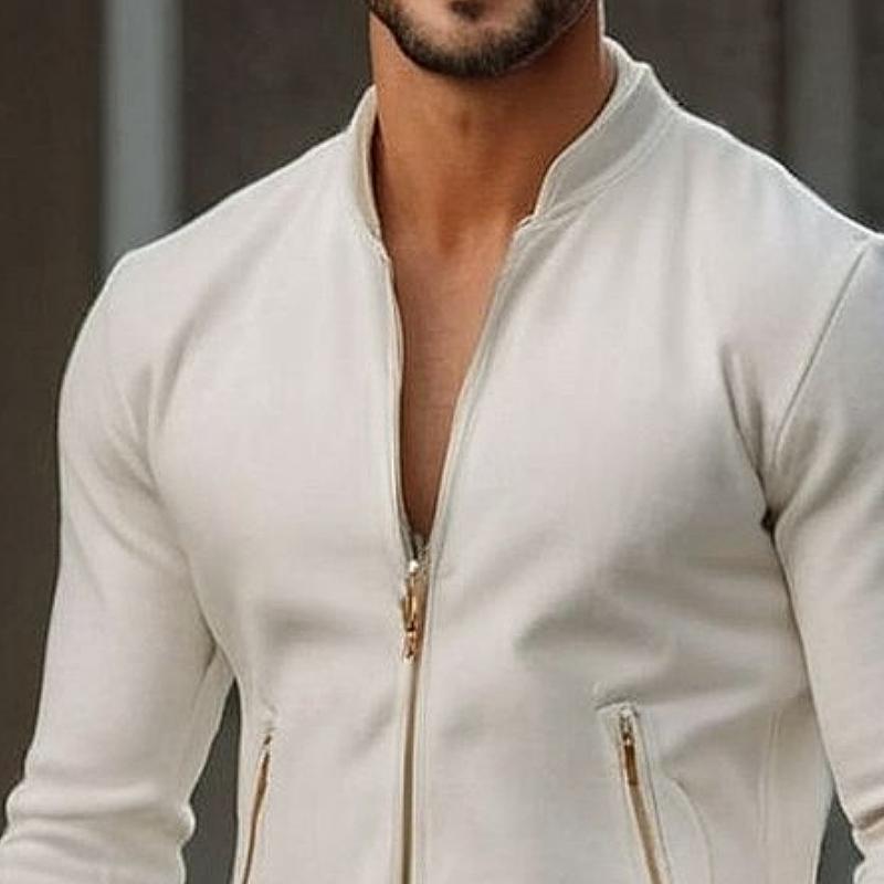 Men Fashion Casual Stand Collar Sweatshirt Jacket 9885321593016