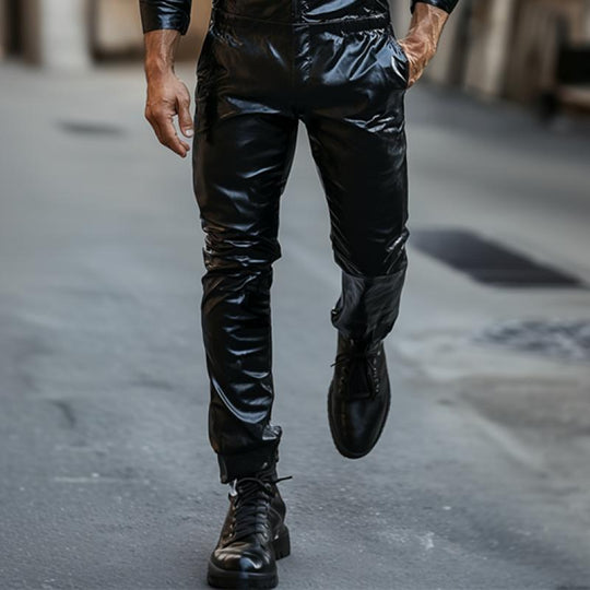 Men's Classic Casual Slim Fit Leather Pants 9887361728696
