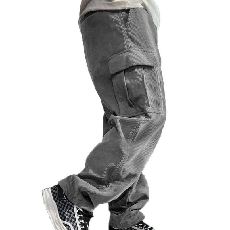 Men's Solid Corduroy Loose Pocket Cargo Pants 9261766639800
