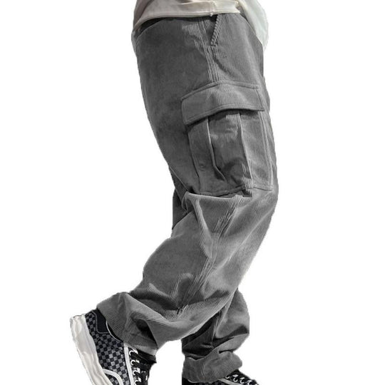 Men's Solid Corduroy Loose Pocket Cargo Pants 9261766639800