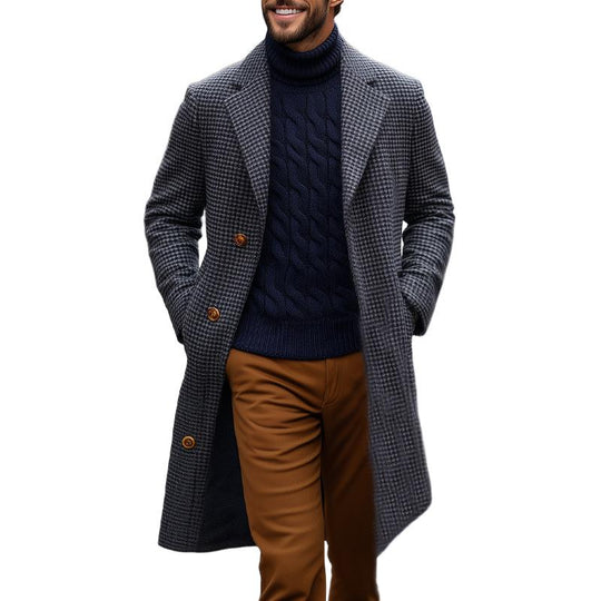 Men's Vintage Plaid Notched Lapel Coat 9261107740856