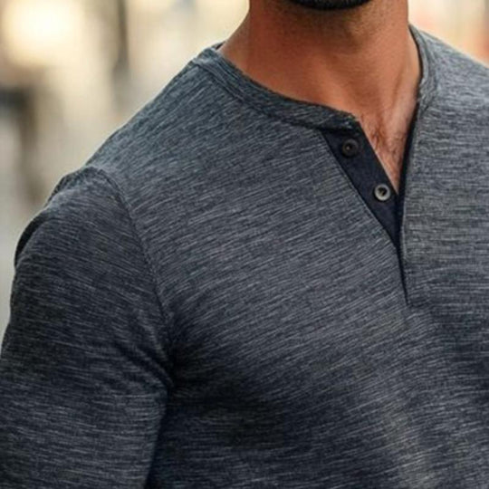 Men's Vintage Casual Henley Collar Striped Long Sleeve T-Shirt 9261140705464