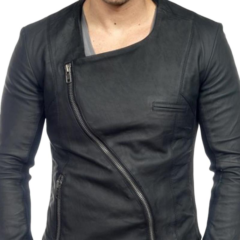 Men's Vintage Zipper Leather Long Sleeve T-Shirt 9886817452216