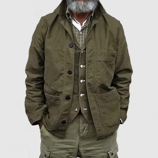 Men's Classic Retro Lapel Multi-Pocket Work Jacket Dtt25081904